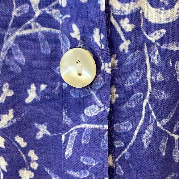 MODAPOSA Blue Floral Kaftan Tunic Dress Button Front Embroidered Cotton - Picture 3 of 9